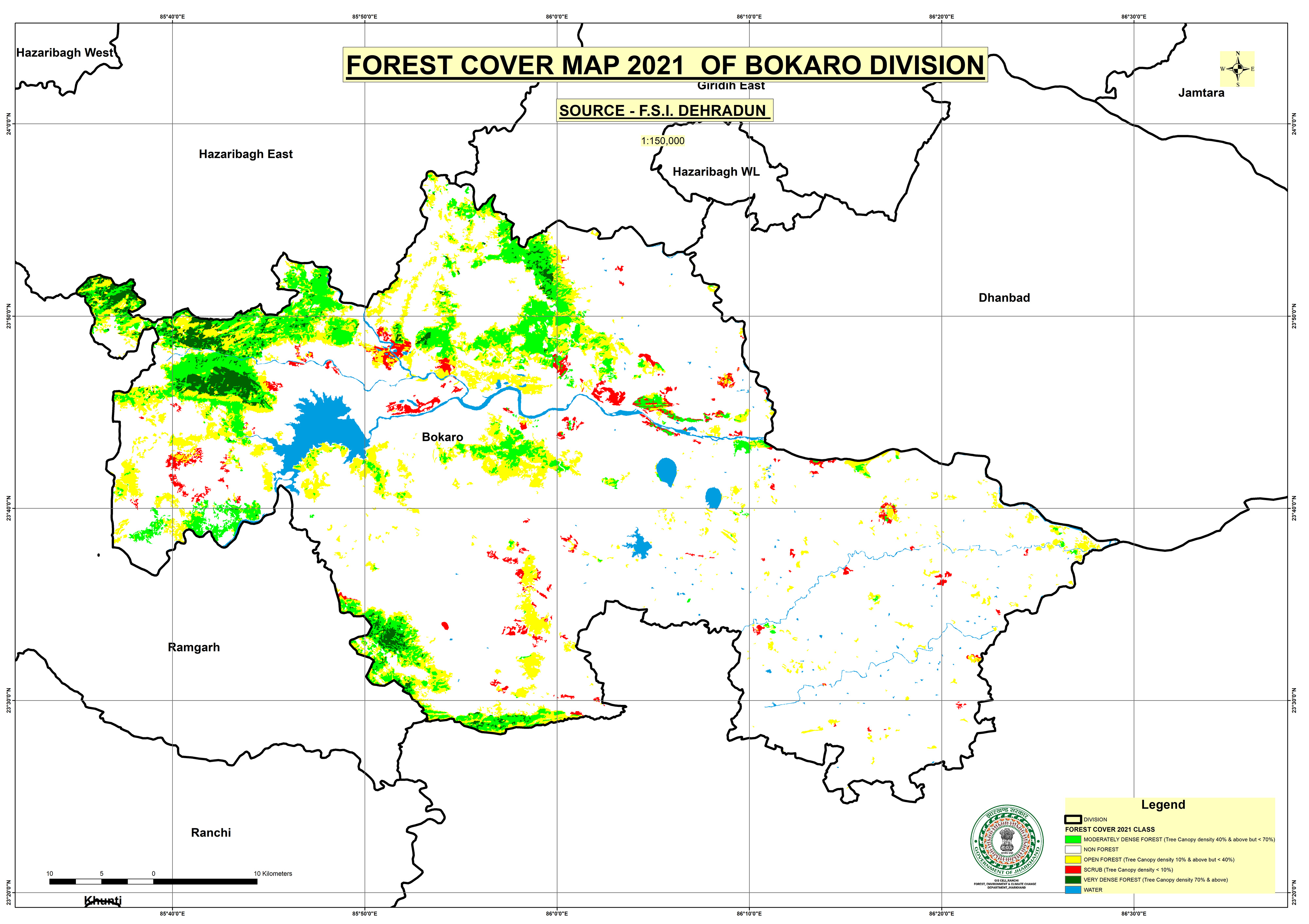 Forest Cover Map of Bokaro Jharkhand