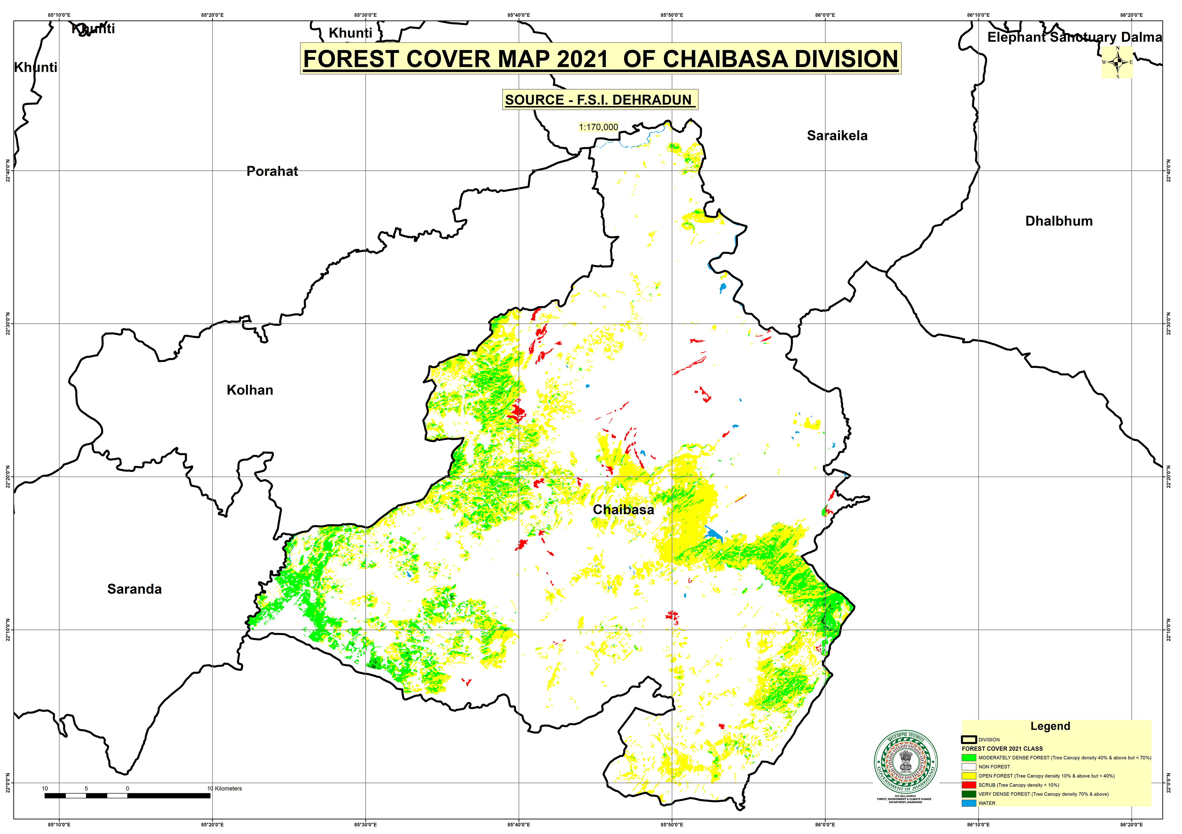 Forest Cover Map of Chaibasa Jharkhand