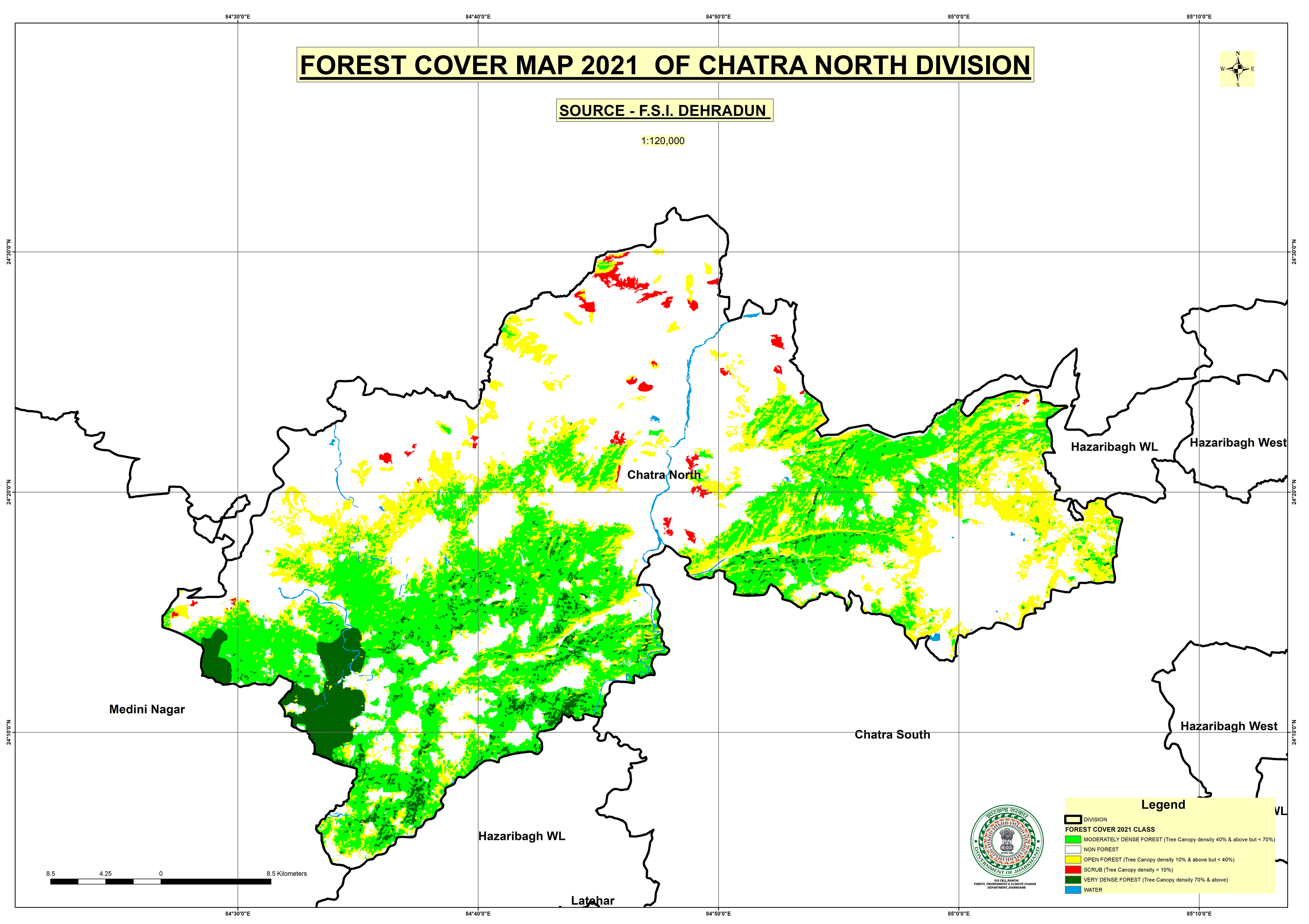 Forest Cover Map of Chatra North Jharkhand