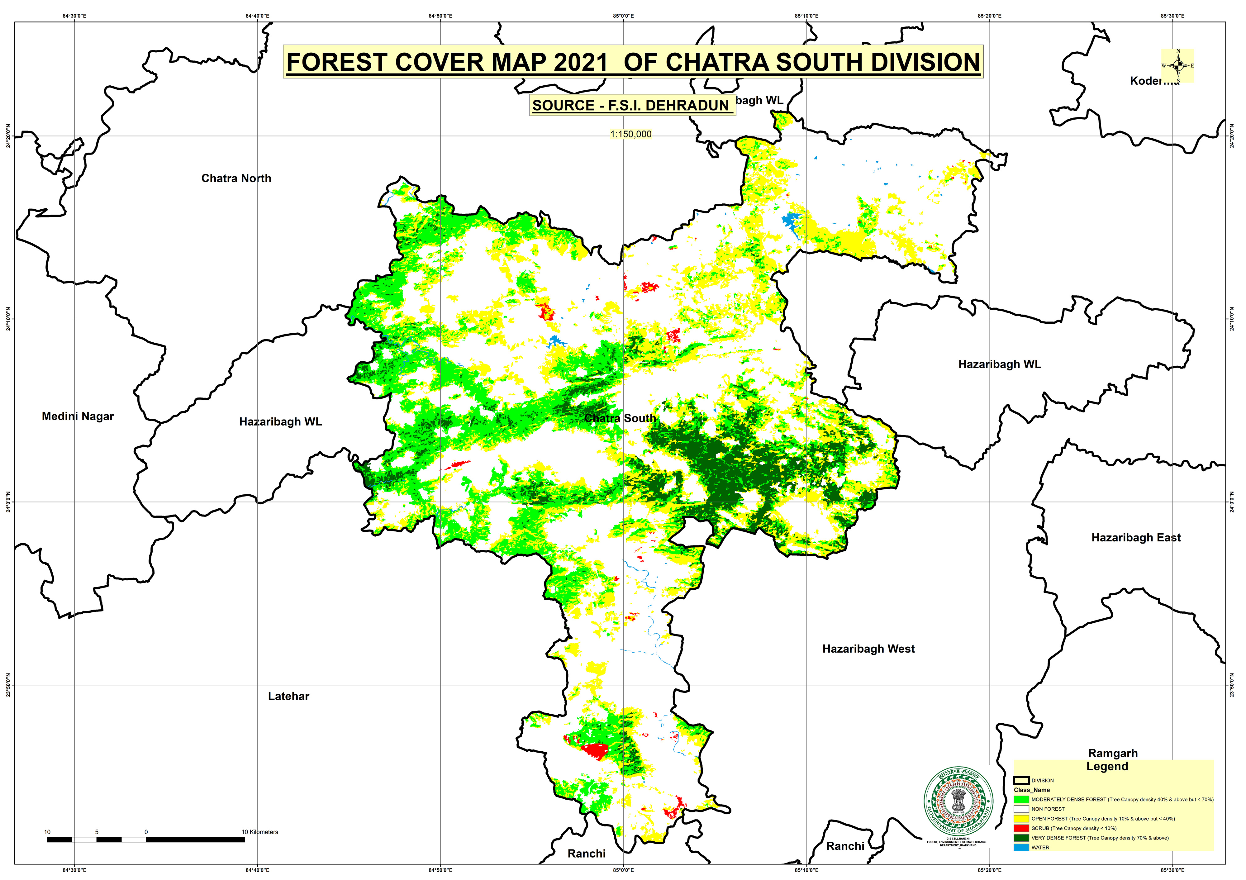 Forest Cover Map of Chatra North Jharkhand