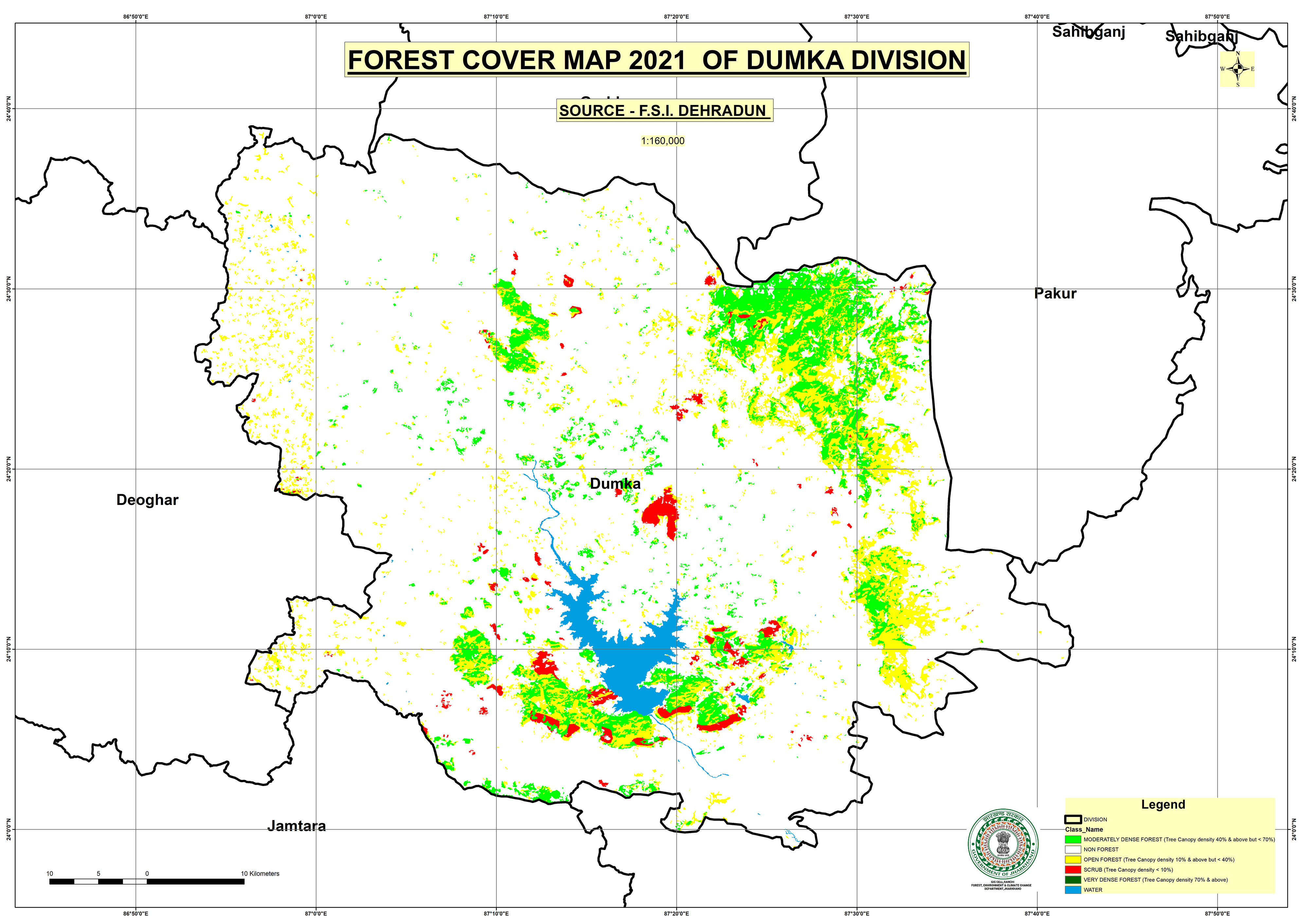 Forest Cover Map of Dumka Jharkhand