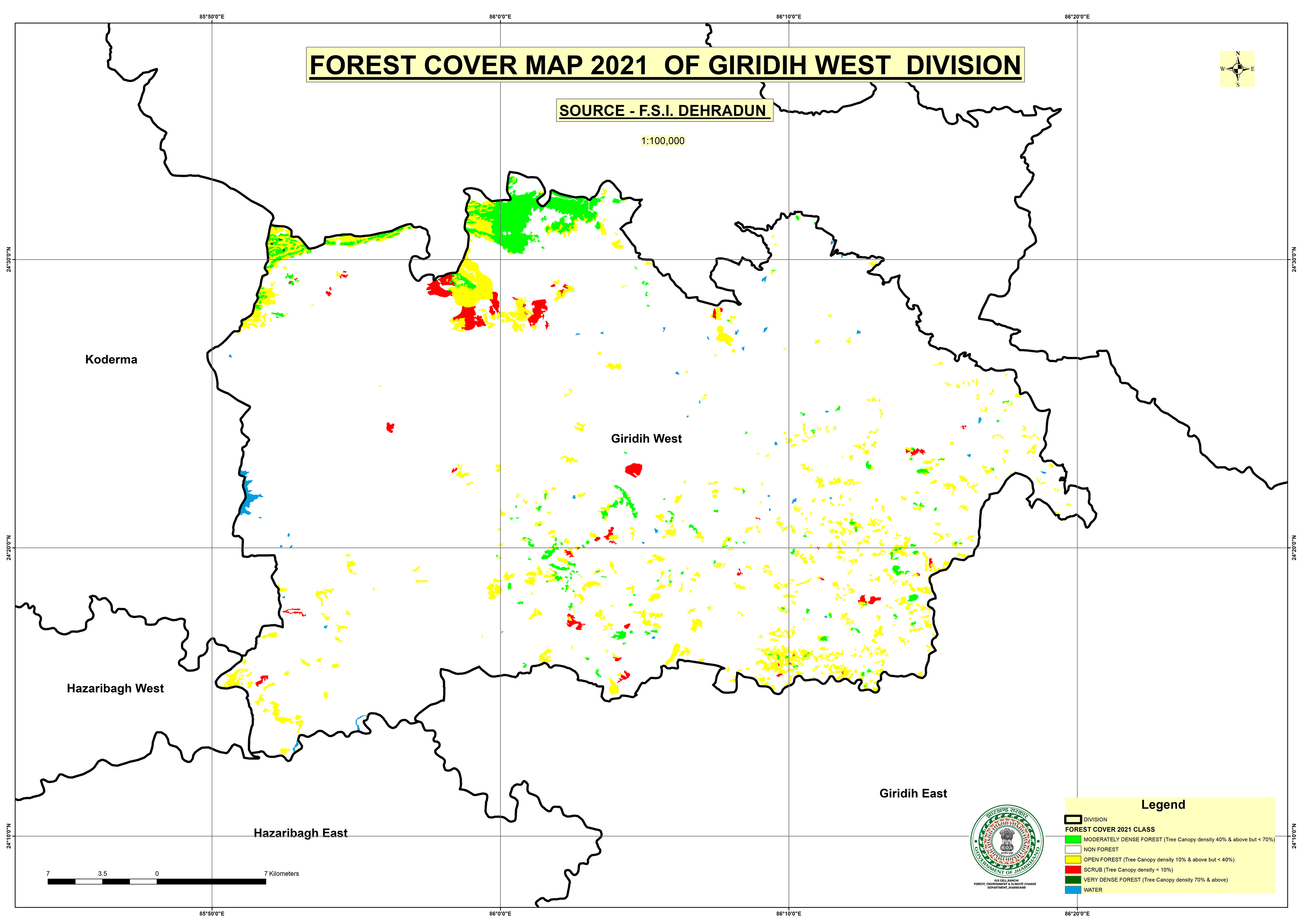 Forest Cover Map of Giridih West Jharkhand