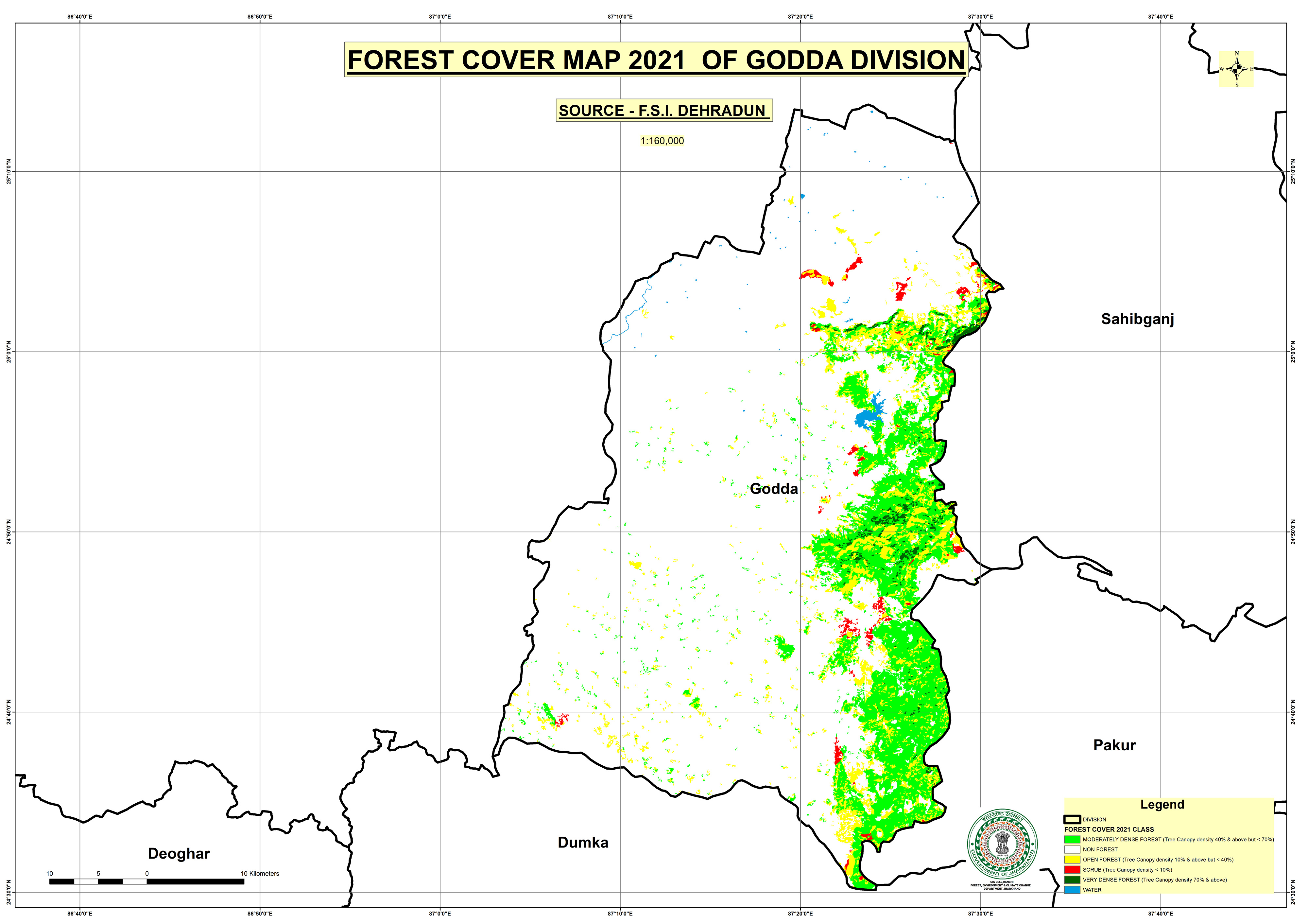 Forest Cover Map of Godda Jharkhand