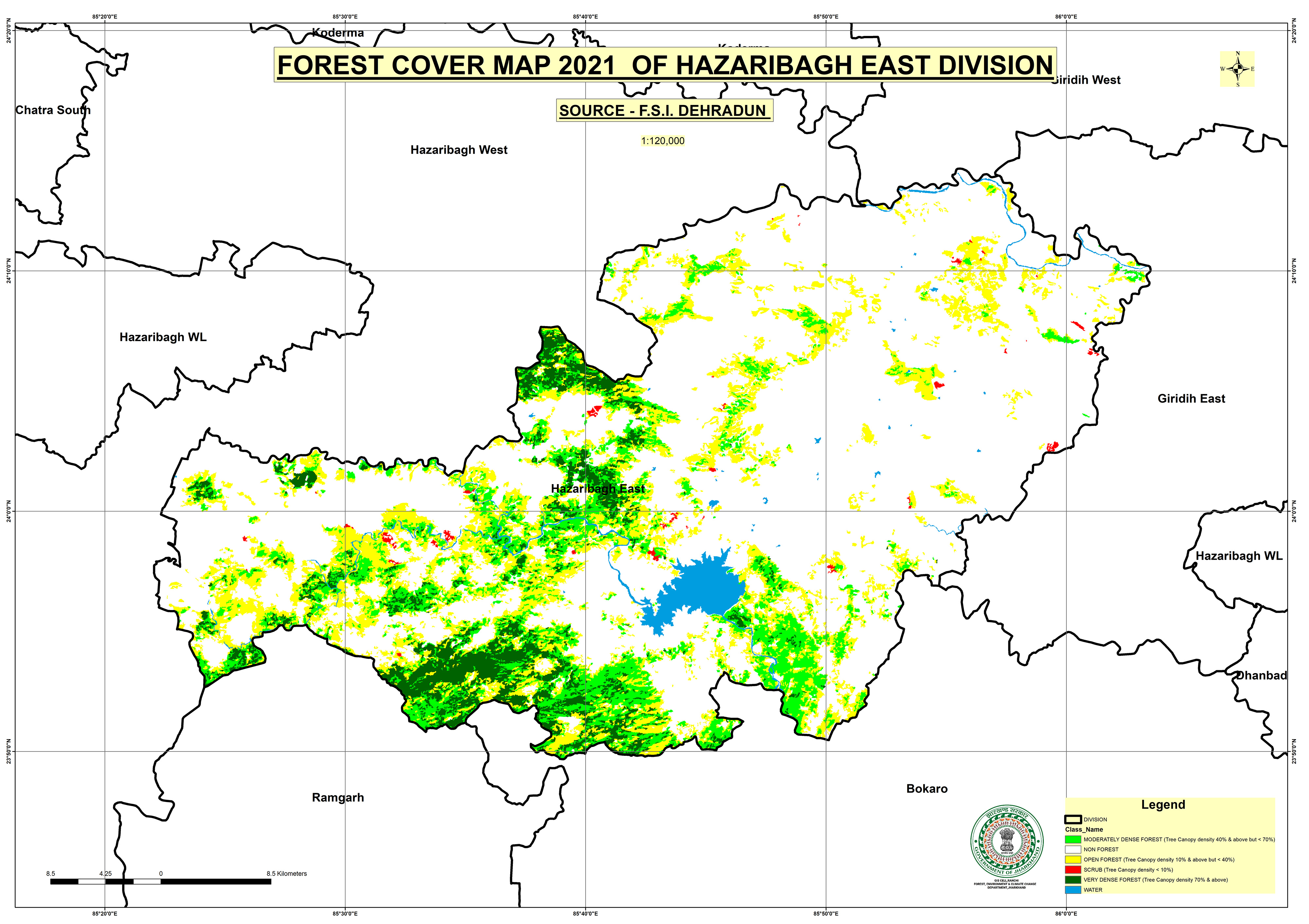 Forest Cover Map of Hazaribagh East Jharkhand