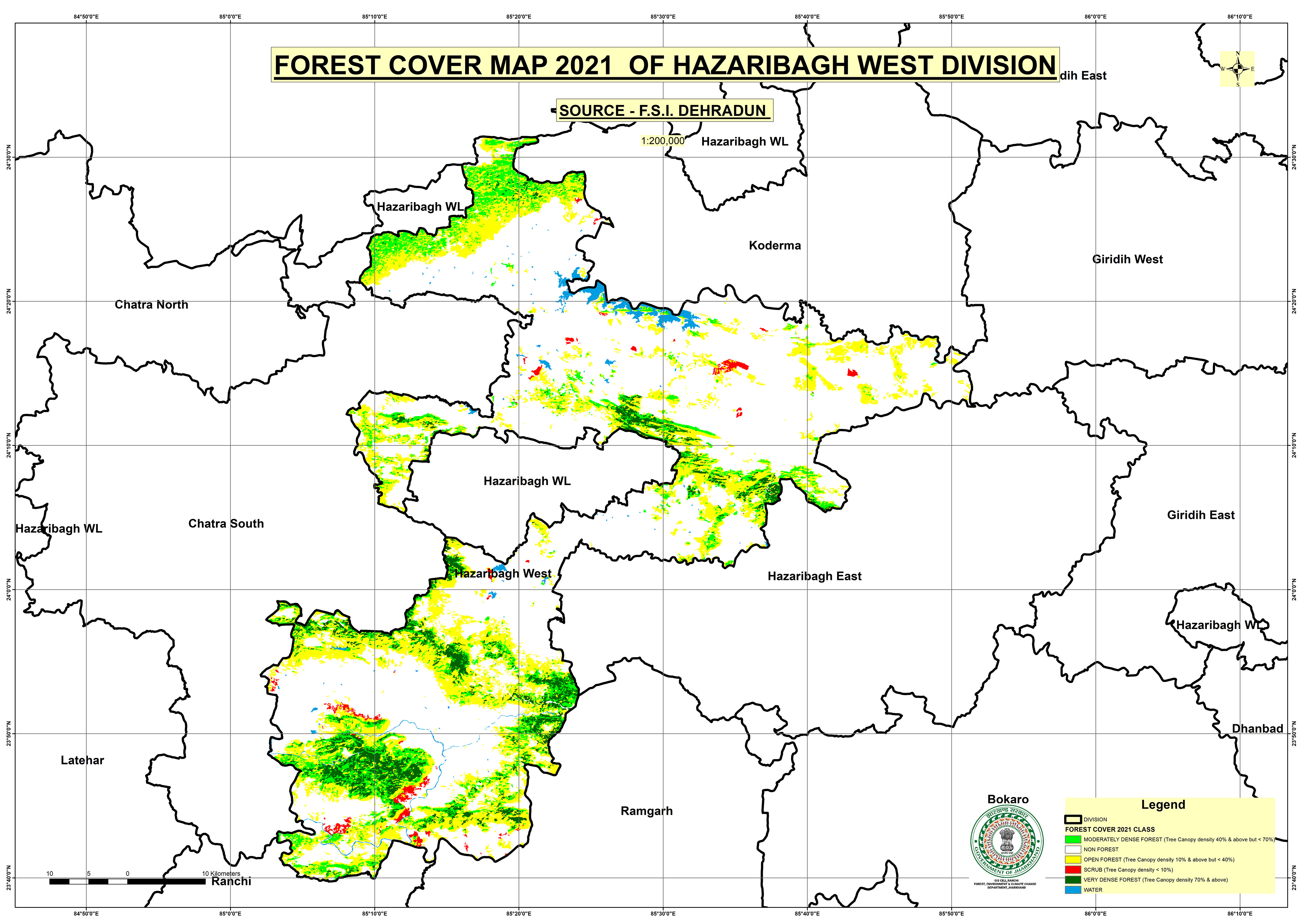 Forest Cover Map of Hazaribagh West Jharkhand