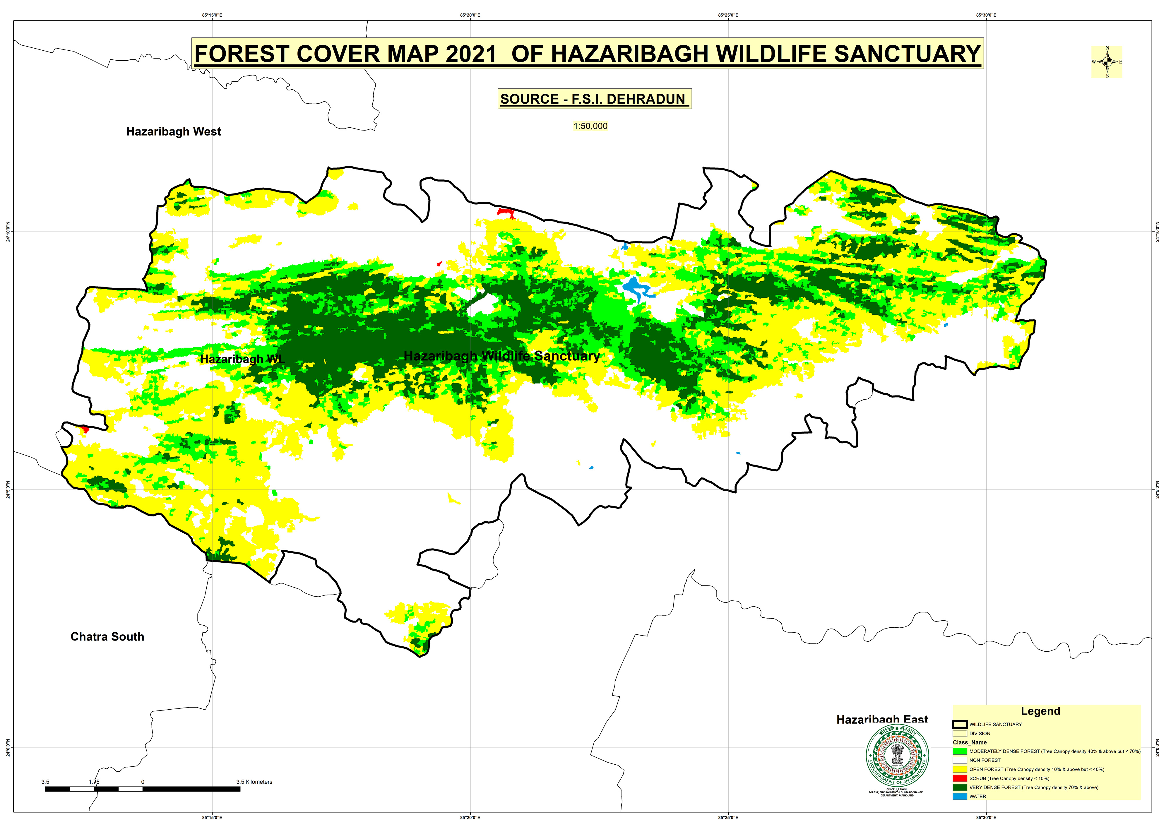 Forest Cover Map of Hazaribagh Wildlife Sanctuary.jpg Jharkhand