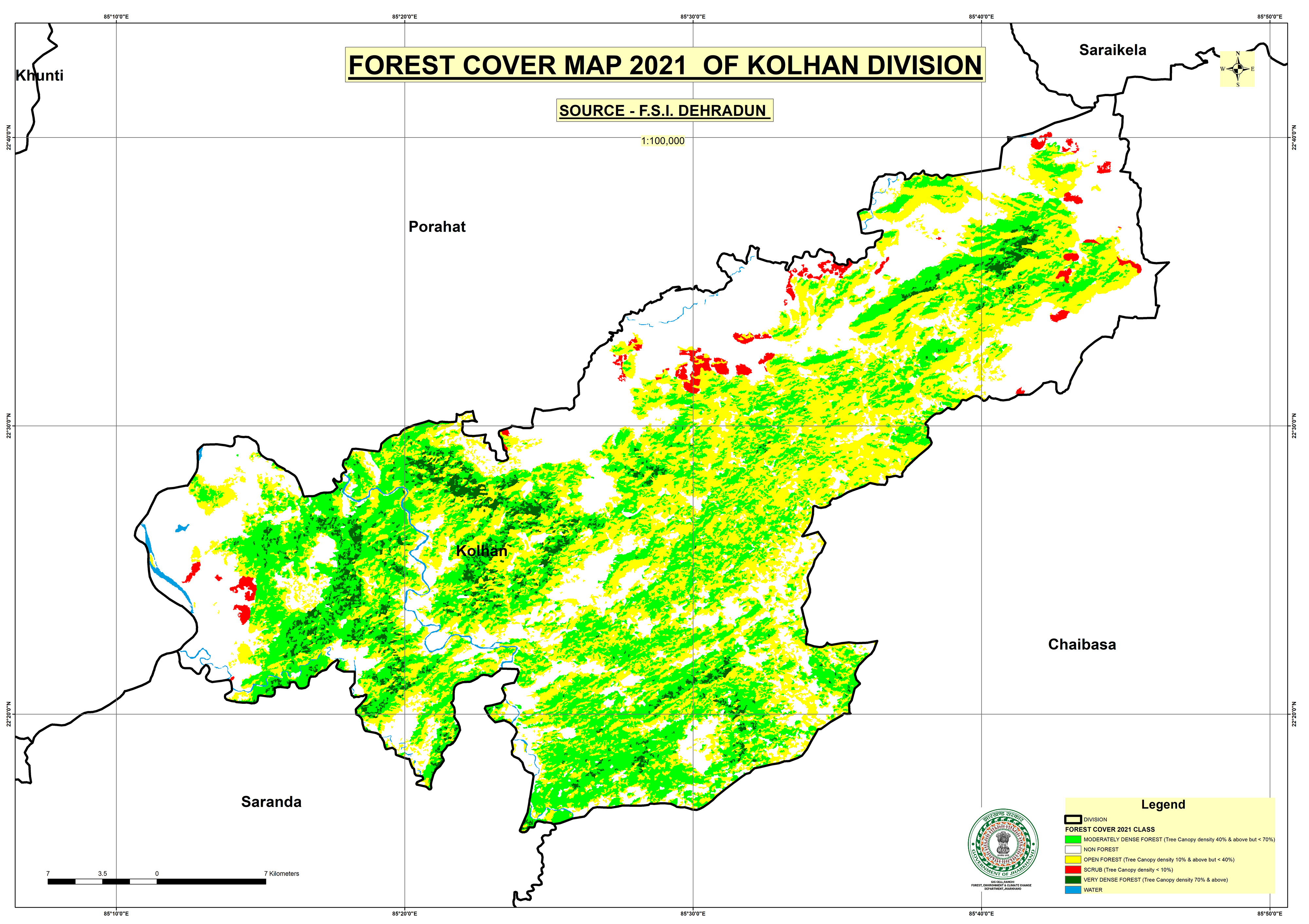 Forest Cover Map of Kolhan Jharkhand