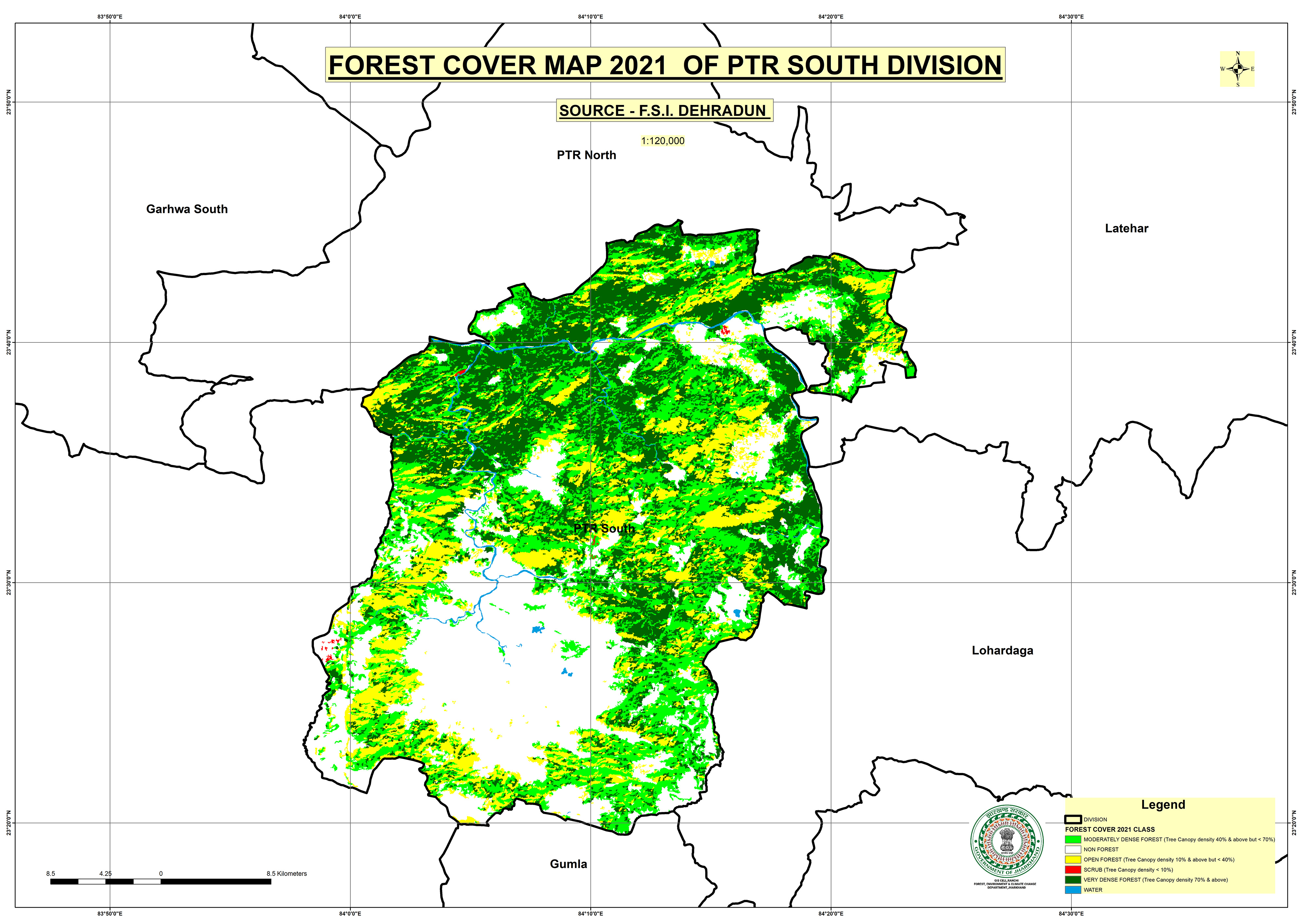 Forest Cover Map of PTR South Jharkhand