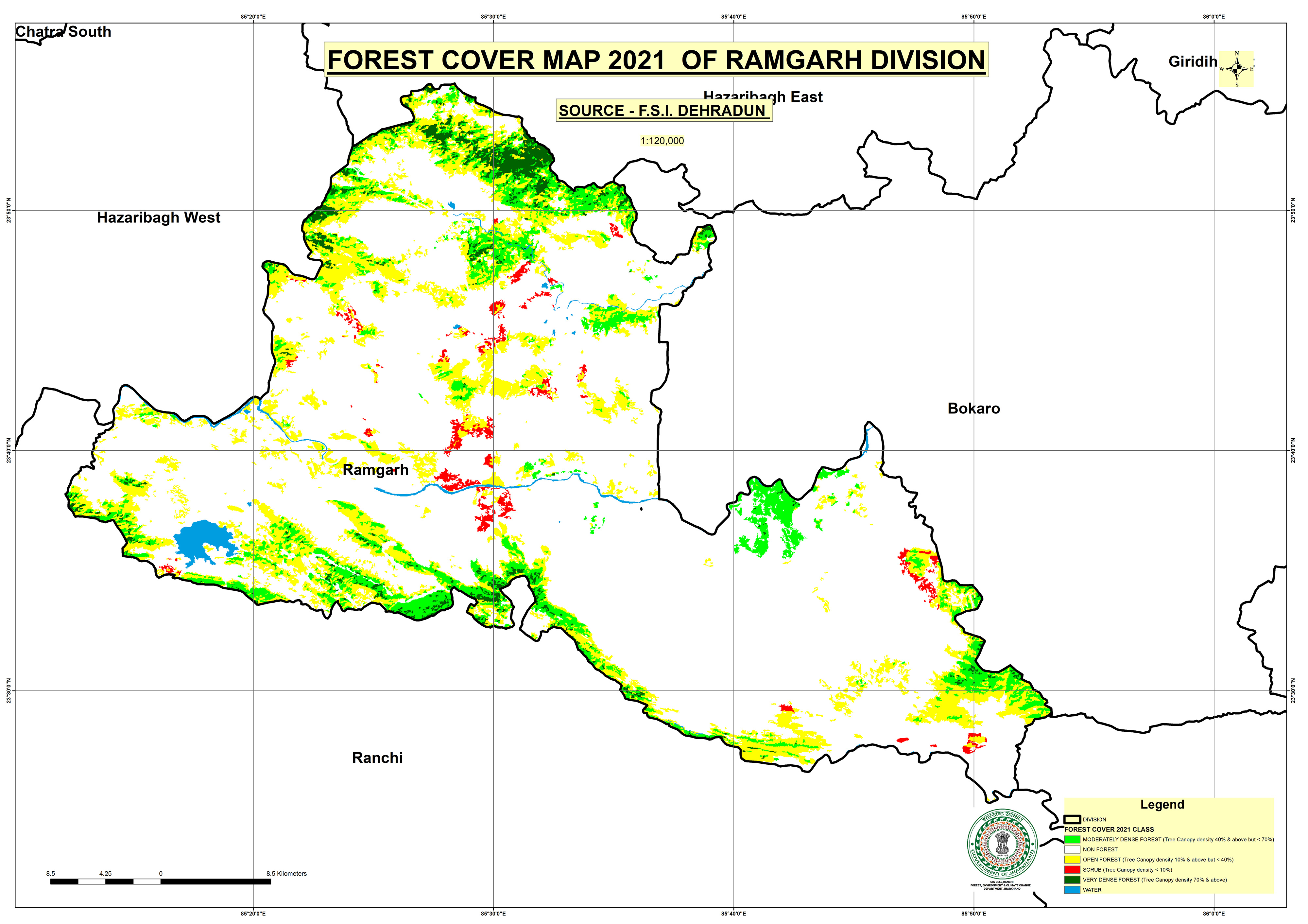 Forest Cover Map of Ramgarh Jharkhand