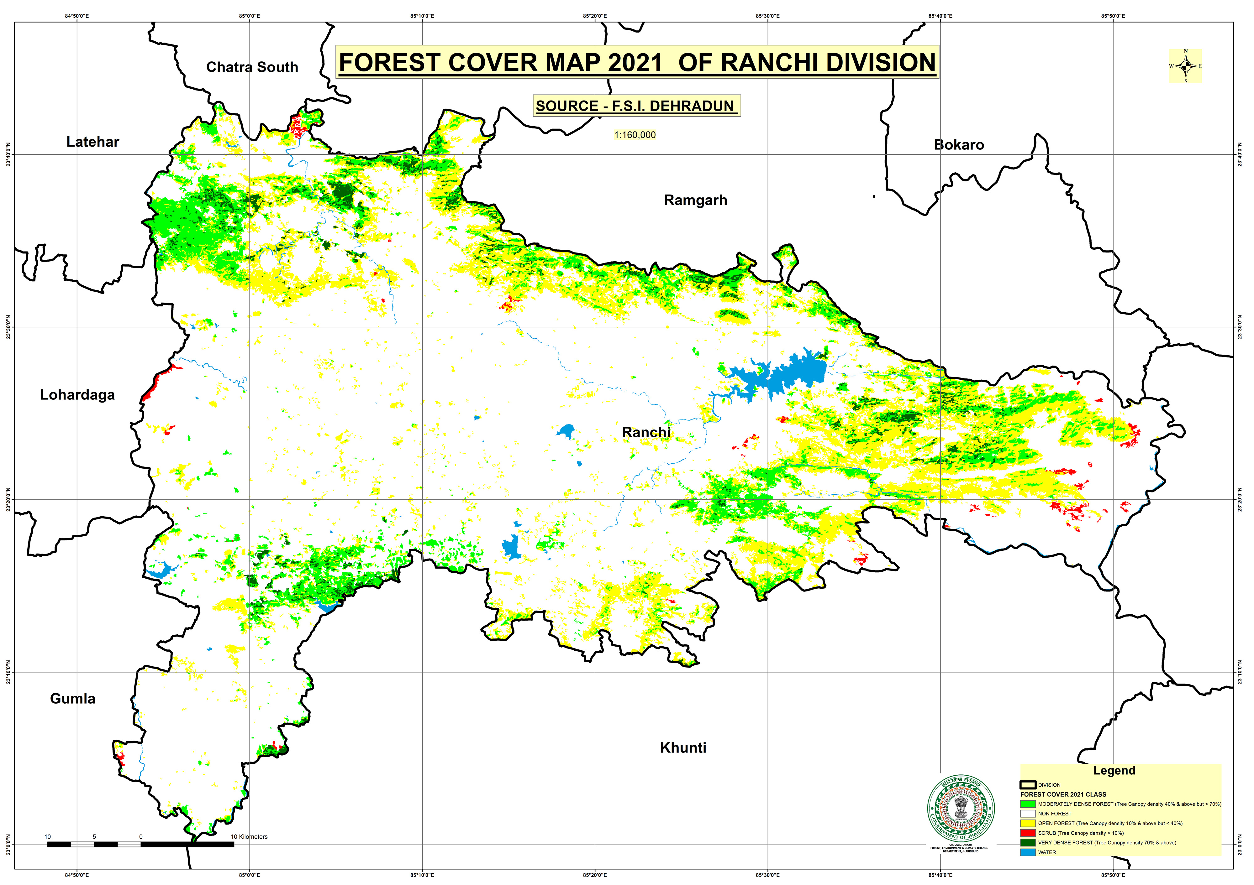 Forest Cover Map of Ranchi Jharkhand