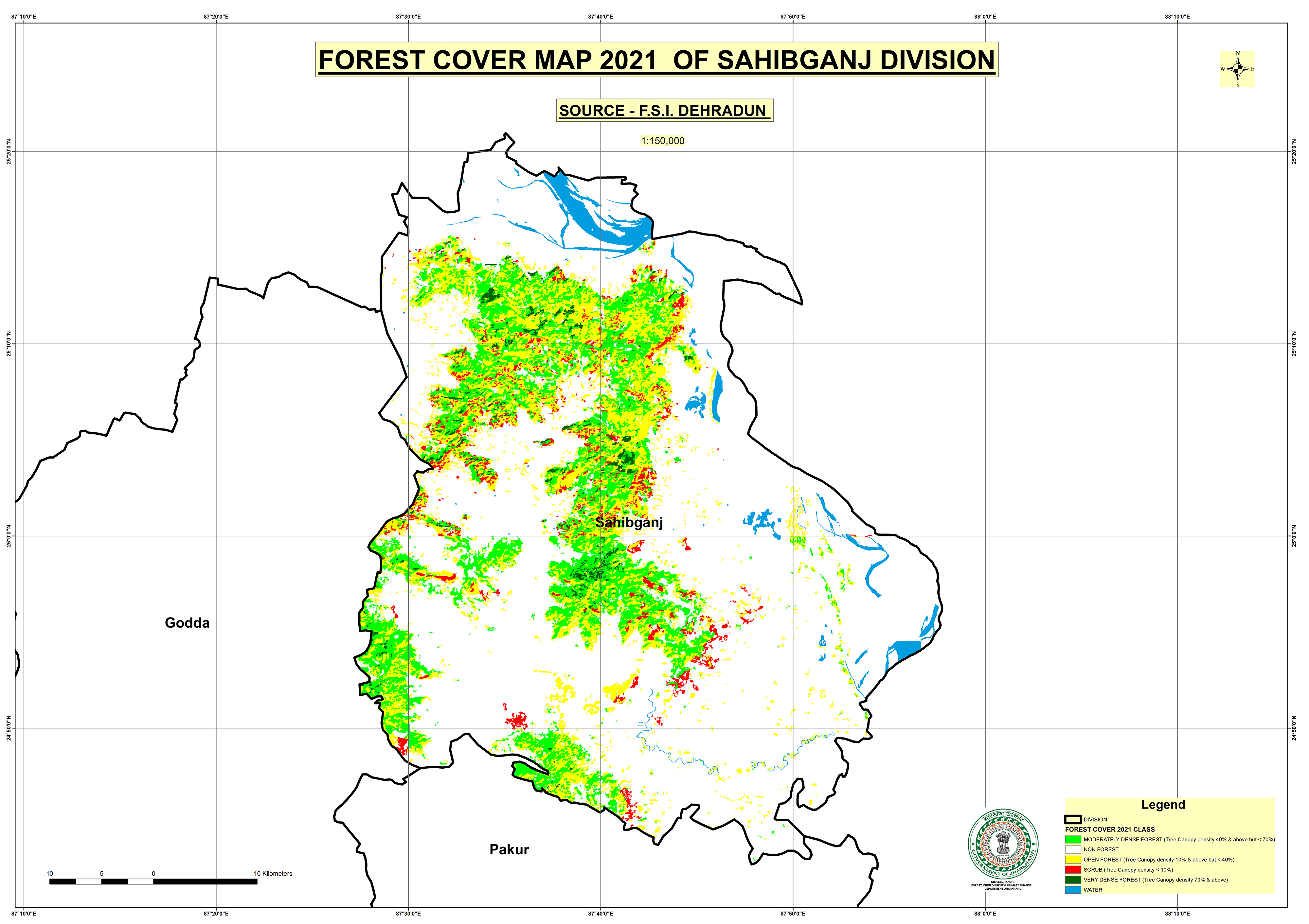 Forest Cover Map of sahibganj Jharkhand