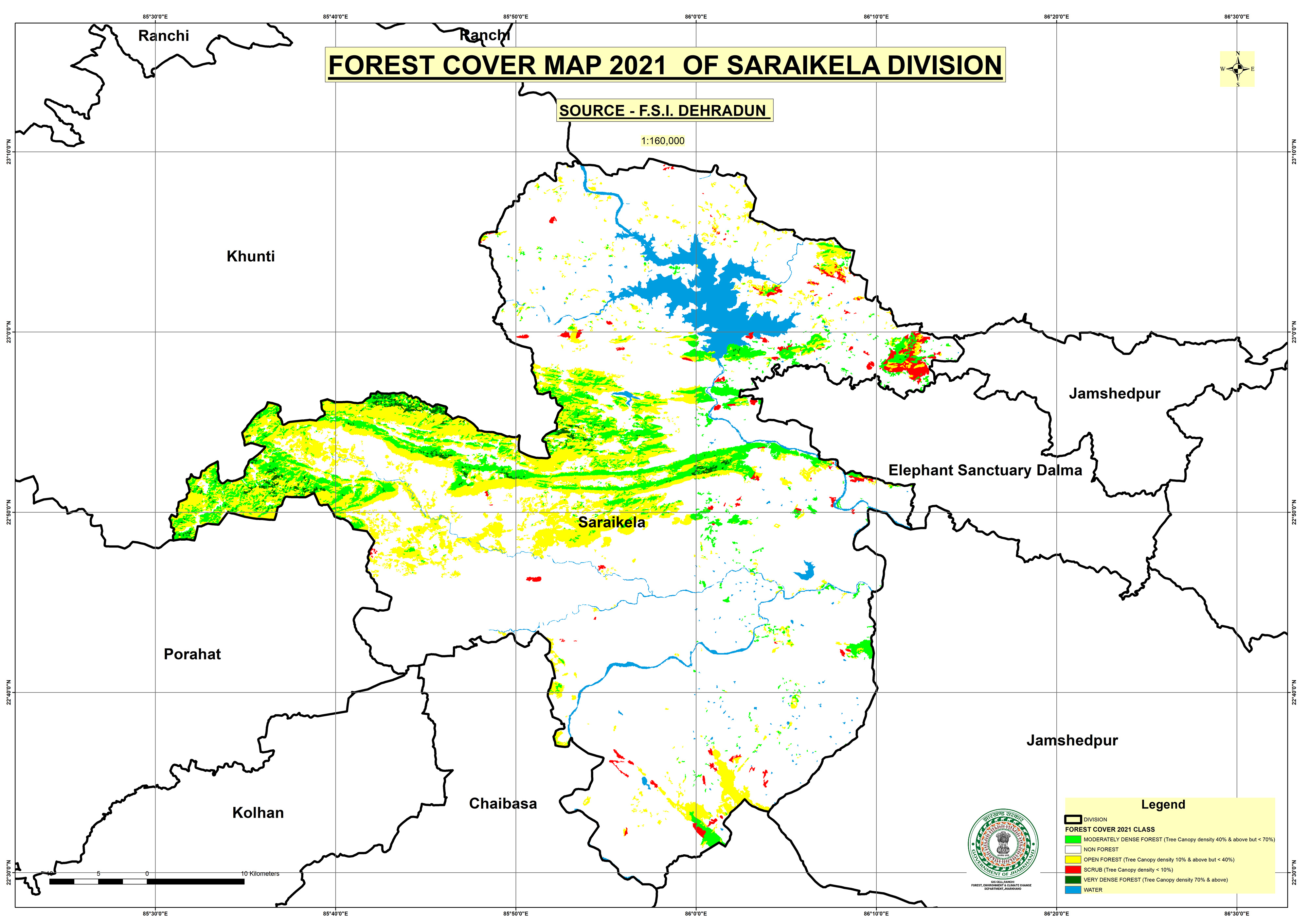 Forest Cover Map of Saraikela Jharkhand